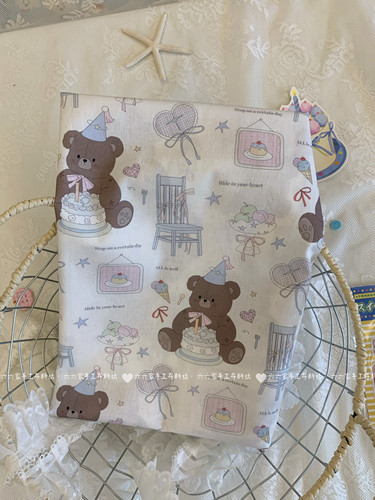 全棉40支印花布料可爱小熊蛋糕布料家居服发饰童装包包diy布料