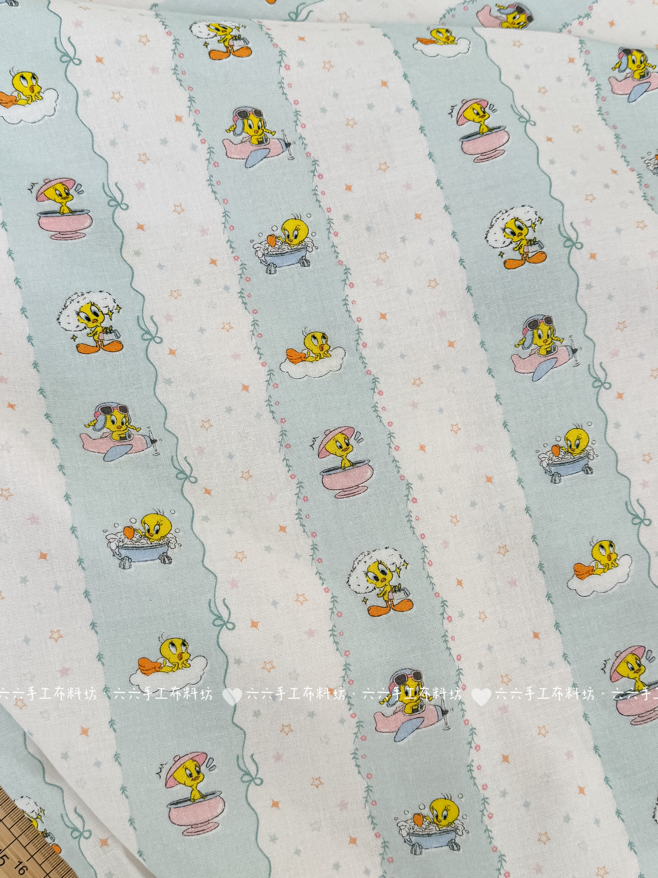 全棉双层纱布料可爱卡通小鸟布料家居服发饰童装包包diy布料