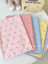 全棉60支印花布料彩色多巴胺格子蝴蝶结面料连衣裙女装 diy 童装