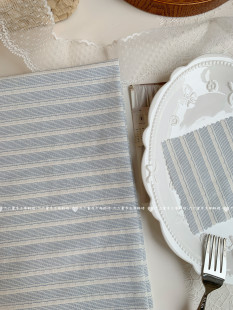ins韩风绝美小清新色织蓝白条纹全棉面料服装发圈连衣裙手工DIY布