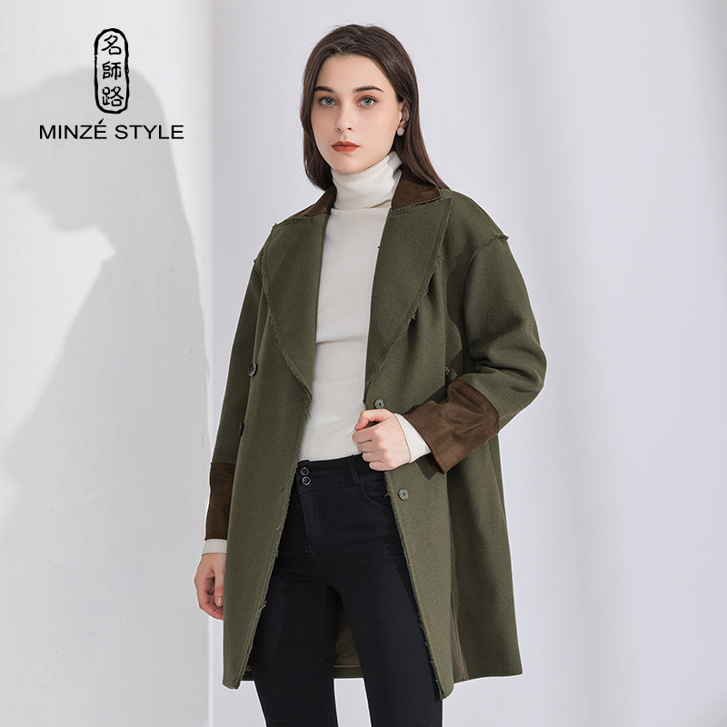 冬季直筒长袖毛呢时尚大衣新品