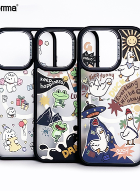 Comma适用于iPhone16promax文创拼贴手机壳16pro磁吸磨砂防摔壳16创意壳