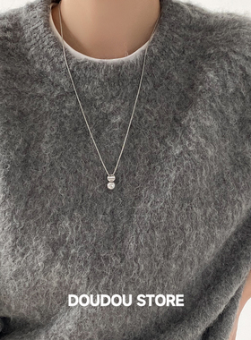 【新品88折】保色简约百搭气质灰色项链日韩简约锁骨链毛衣链女