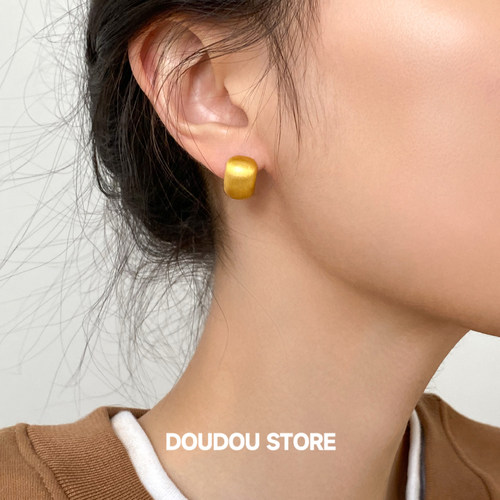 doudoustore拉丝几何耳钉