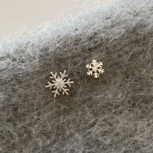 银针雪花耳钉小众设计