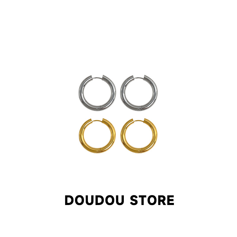 DOUDOUSTORE好质感保色光面金属耳圈街头潮酷中性耳环个性耳饰女,饰品/流行首饰/时尚饰品新,耳环,淘宝优惠券,粉丝福利购,淘宝优惠卷