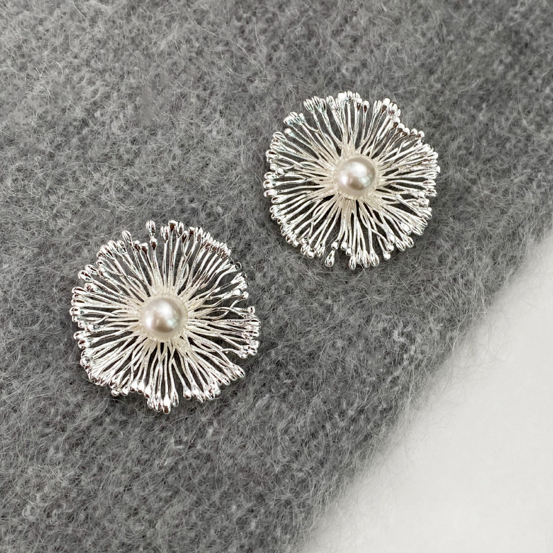 DOUDOUSTORE 925银针烟花珍珠花朵耳环小众设计感个性日韩耳饰女,饰品/流行首饰/时尚饰品新,耳环,淘宝优惠券,粉丝福利购,淘宝优惠卷