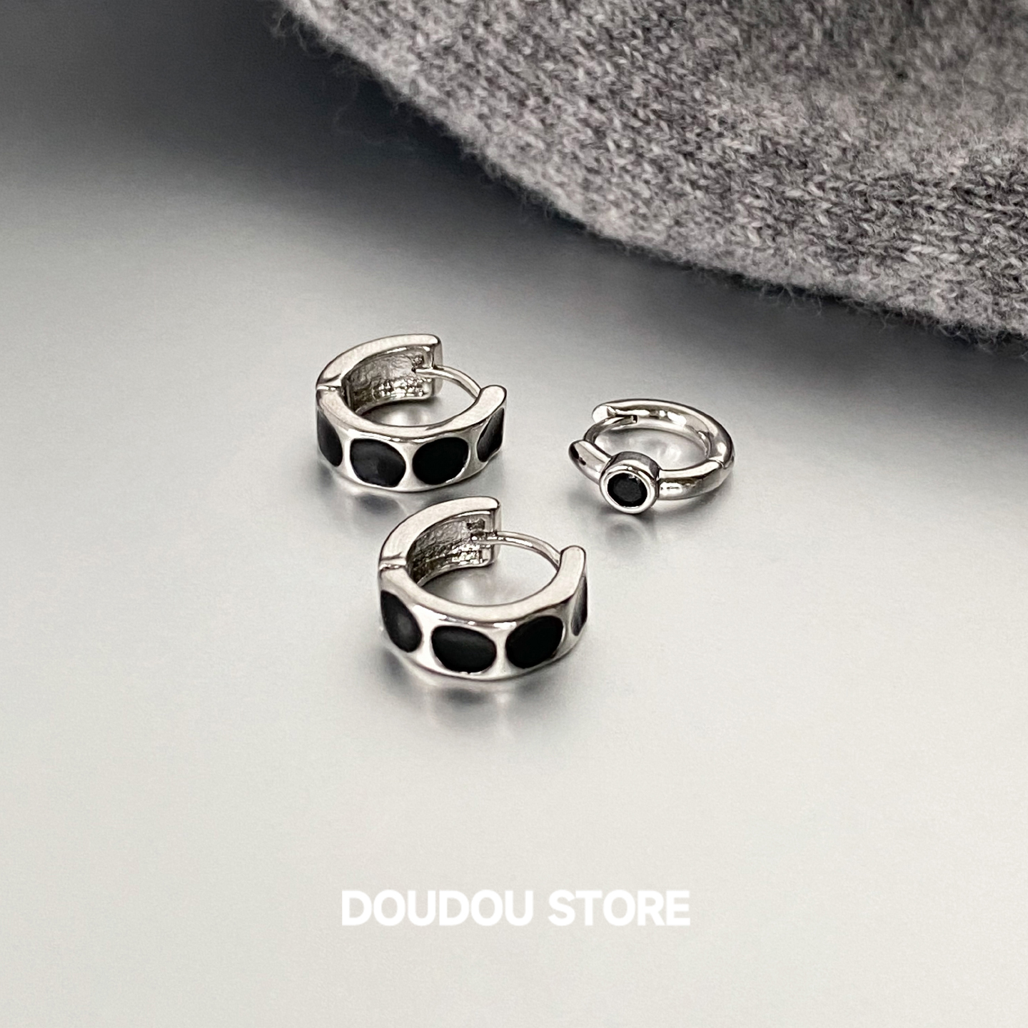 doudoustore几何叠戴耳钉