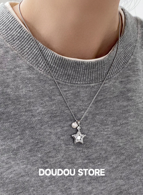 五角星珍珠锁骨链女简约日常百搭