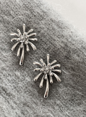 DOUDOUSTORE 清冷烟火925银针烟花耳环造型小众冷淡风独特设计感