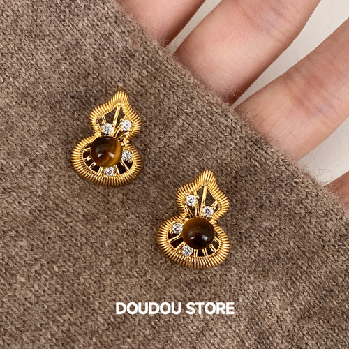 doudoustore虎眼石葫耳钉