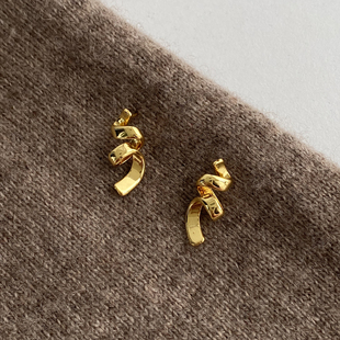 DOUDOUSTORE s型925银针几何设计感简约线条极简耳钉百搭耳环耳饰