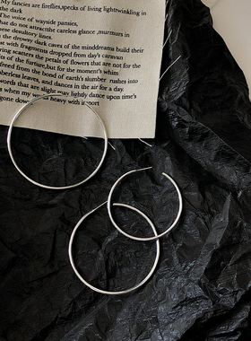 DOUDOU 925纯银针大耳环夸张复古大圆环耳圈欧美大圈圈chic耳饰女