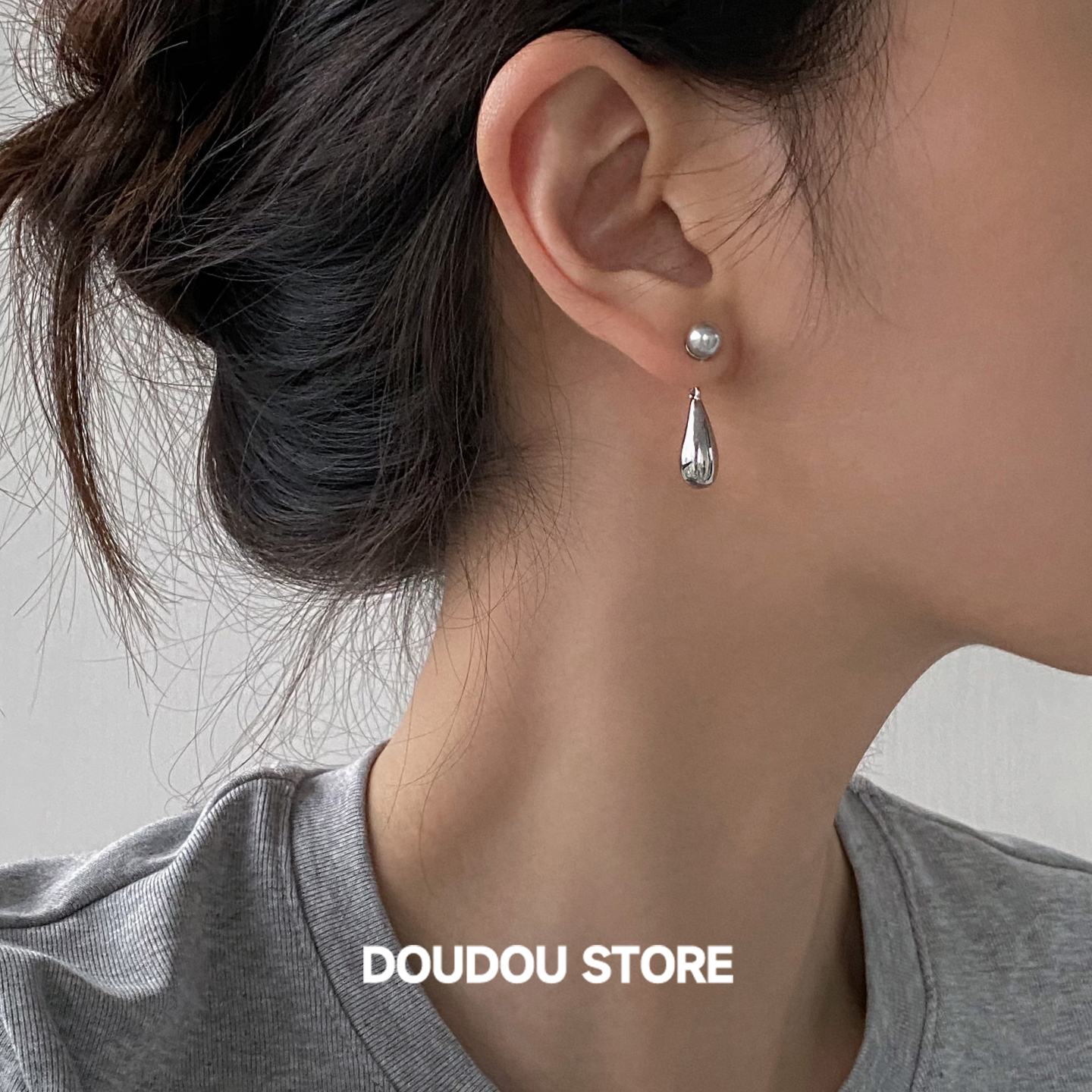 doudoustore水滴珍珠耳环