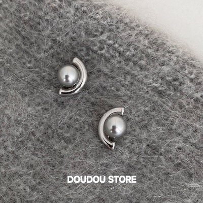 doudoustoreC型几何珍珠耳钉