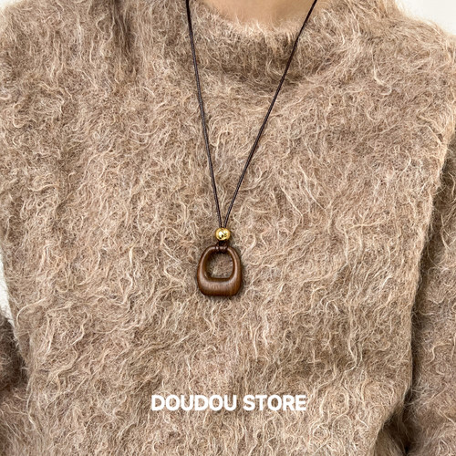 doudoustore木质几何项链