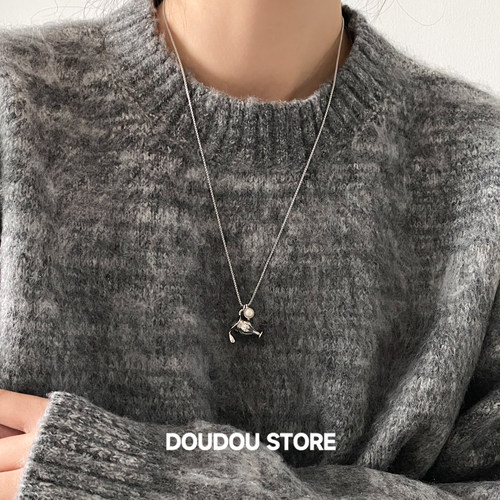 DOUDOUSTORE设计感小众个性珍珠项链长款高级感毛衣链百搭秋冬女