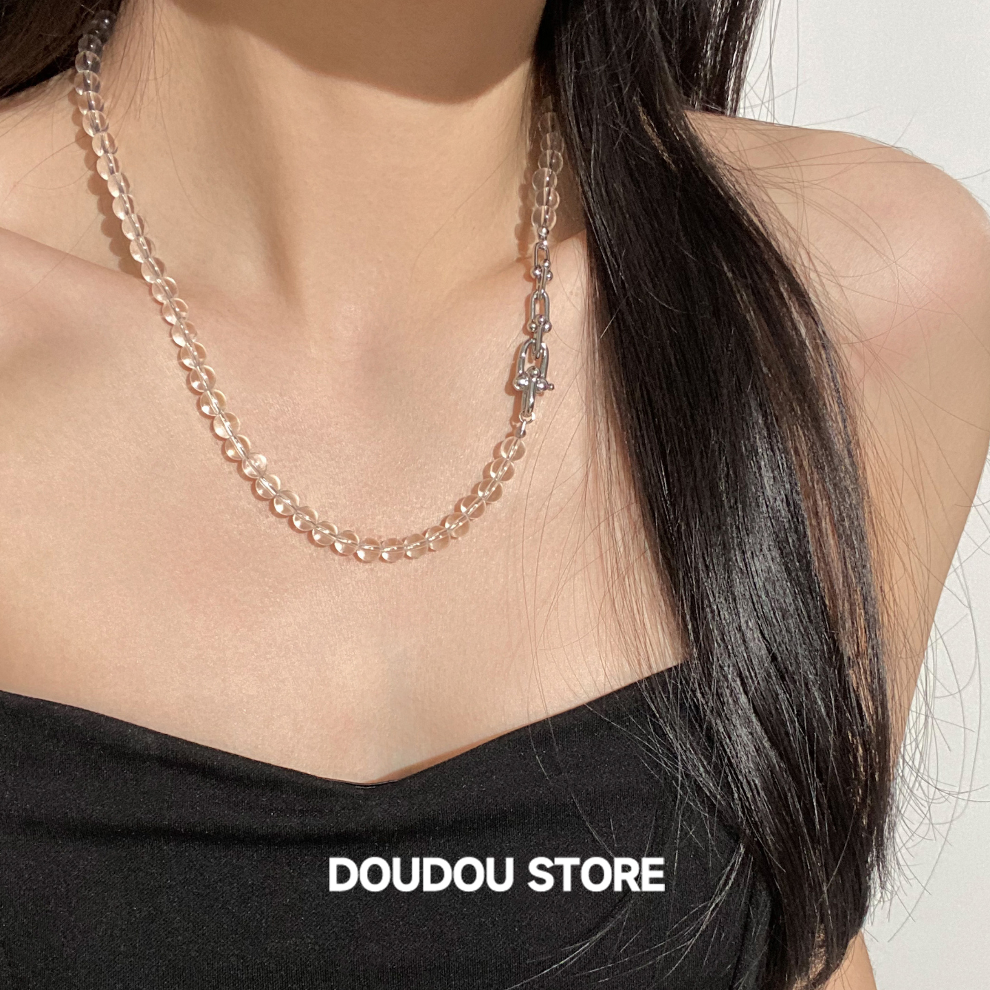 doudoustore透明水晶项链
