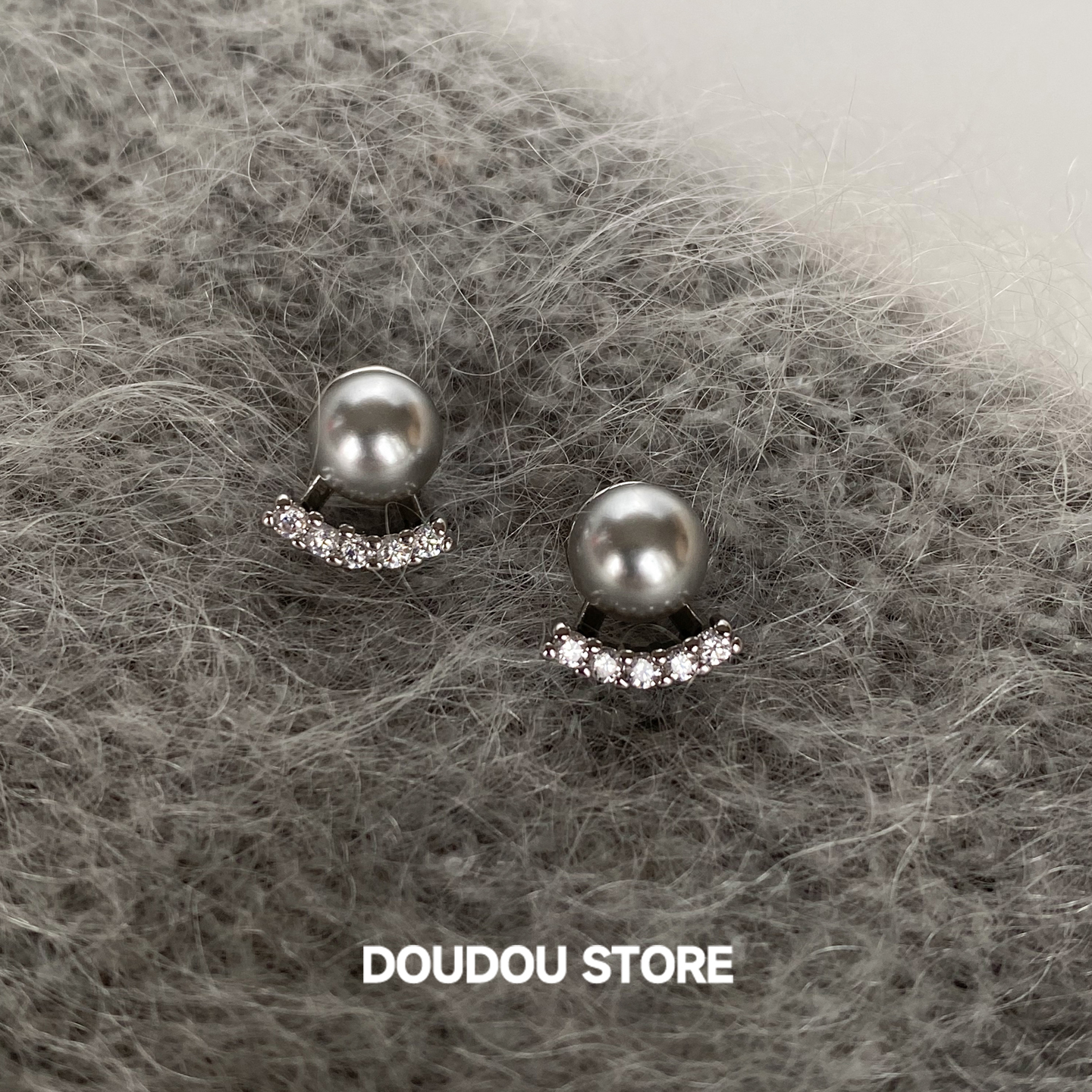 doudoustore珍珠锆石耳钉