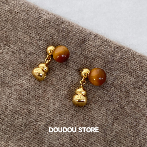 doudoustore虎眼石葫芦耳环
