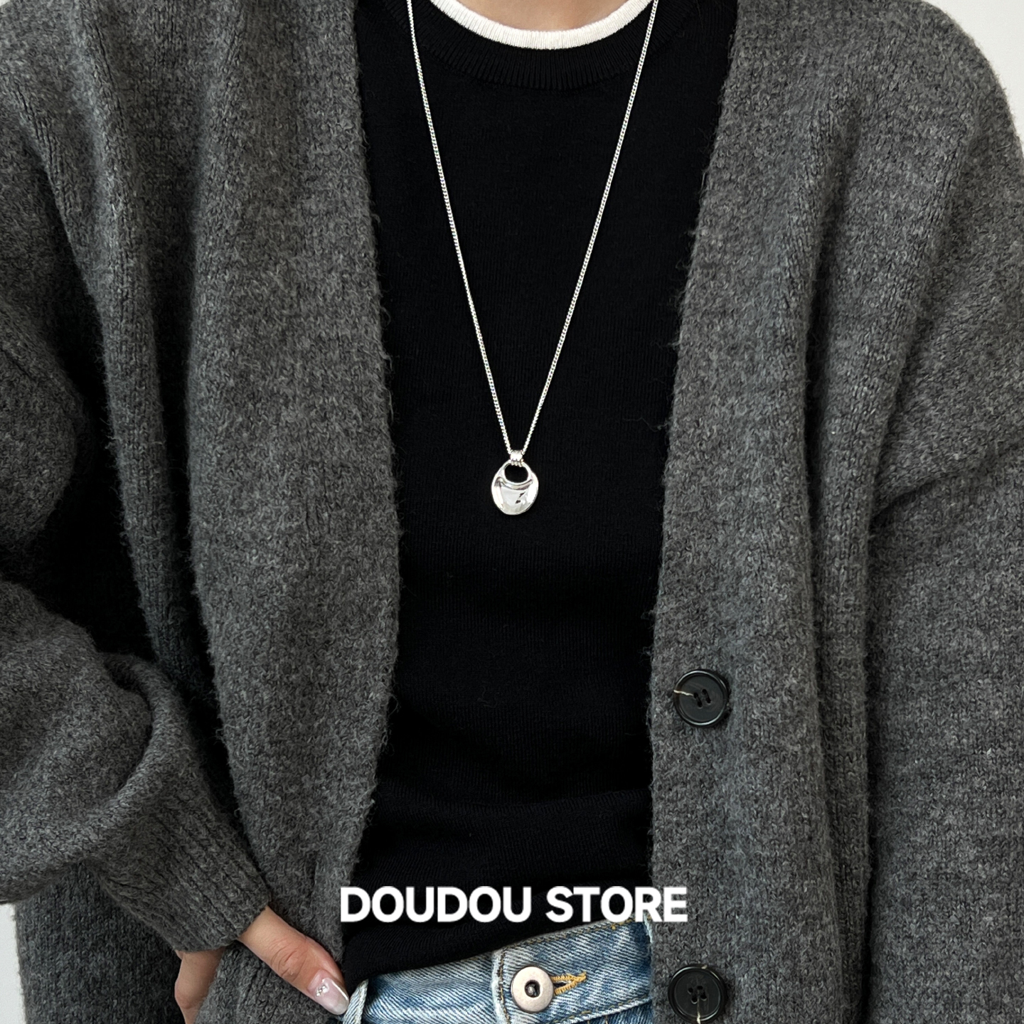 doudoustore金属光面项链