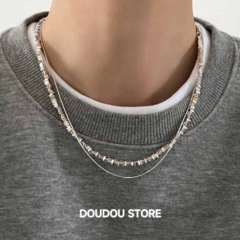 doudoustore碎银紫双层项链