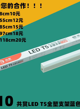 蓝色灯光共赏照明led灯管t5全塑支架全套一体化方形节能光管灯具
