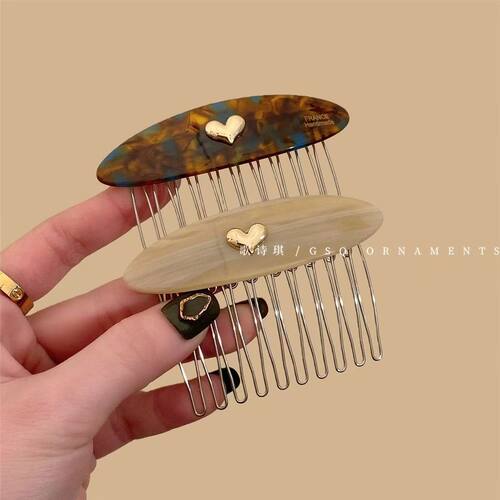 韩系学院风爱心椭圆倒插发梳