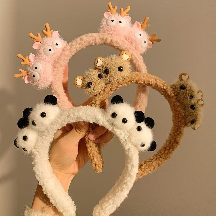 新款毛绒熊猫洗脸头箍