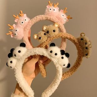 新款发箍毛绒熊猫洗脸头箍女新款可爱卡通小熊发箍毛茸茸秋冬发饰