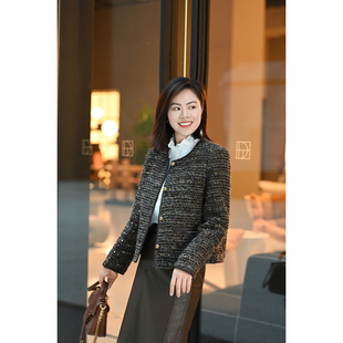 优衣美季新款潮气质潮流立领时尚上衣圆领短小香风外套16125