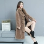 Mùa đông 2019 phiên bản Hàn Quốc mới của khí chất đơn giản kích thước lớn của phụ nữ dài phần lông cáo cổ áo lông cừu cắt lông - Faux Fur áo dạ ép lông cừu