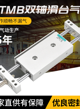 双出滑块气缸双活塞杆气缸STMB10 16 20 25X25 5075 100125150200
