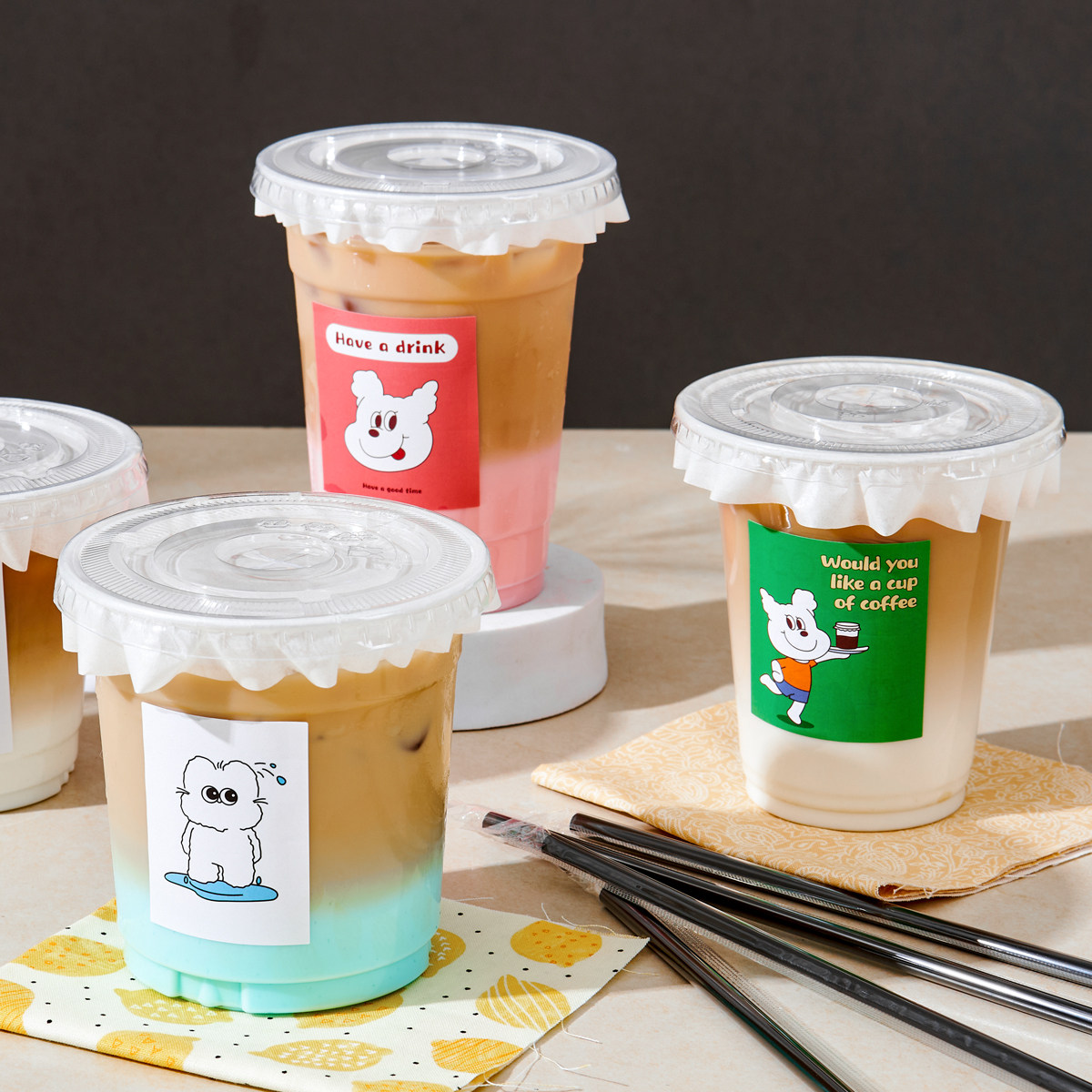 塑料咖啡杯ins网红奶茶杯子一次性带盖自制饮料打包外卖pet冷饮杯,餐饮具,塑杯,淘宝优惠券,粉丝福利购,淘宝优惠卷