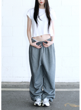 夏季卫裤女灰色卫裤运动大码街舞裤子嘻哈hiphop毛圈棉篮球滑板裤