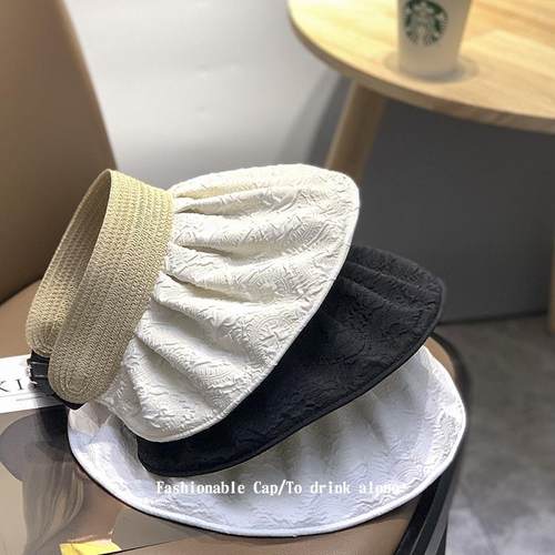 百搭遮脸空顶太阳帽女贝壳防晒帽子女夏季大檐遮阳可折叠