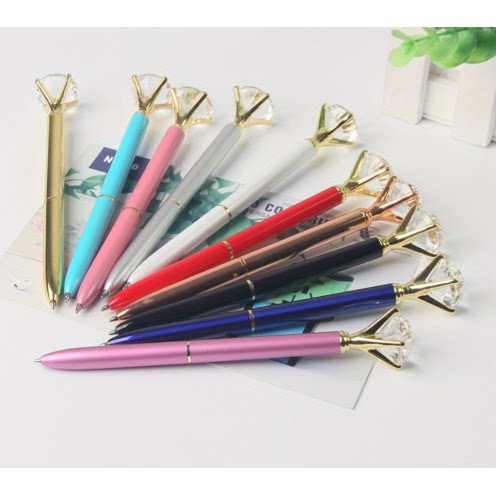 大钻石笔韩版圆珠笔金属水晶笔可爱宝石笔礼品笔定制油性原子笔