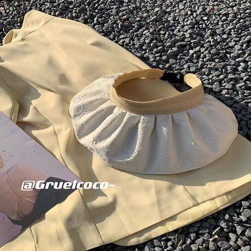 贝壳防晒帽子女夏季大檐遮阳可折叠百搭遮脸空顶太阳帽女