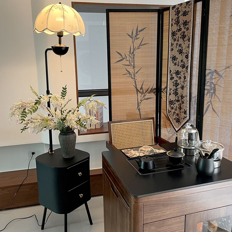 法式中古风床头柜落地灯客厅沙发