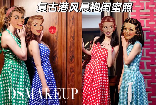 港风小众复古波点表演连衣裙