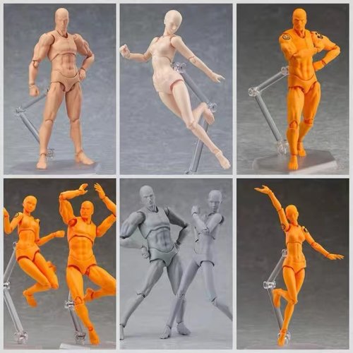绘画素体青年肌肤银灰男女手办