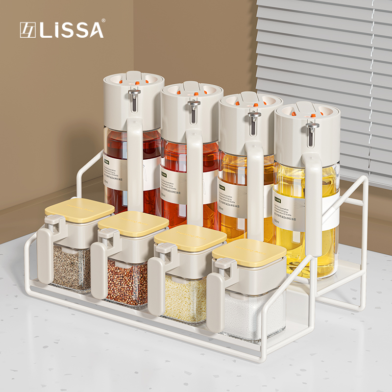 LISSA厨房油壶调料罐套装家用酱油醋调料分装瓶食品级玻璃喷油瓶