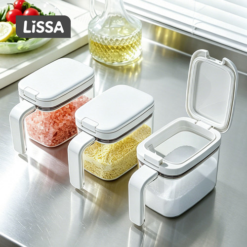 LISSA日式弹盖调料罐盐罐厨房家用控量调料盒密封防潮调料收纳盒
