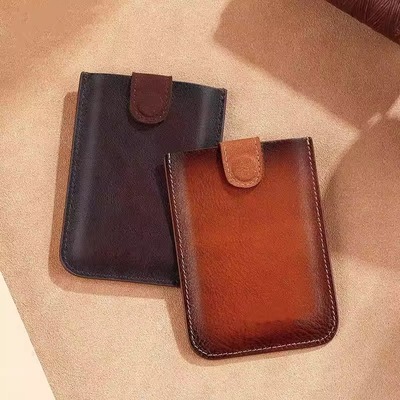 抽拉式卡包男女士皮质感银行证件收纳卡套防消磁轻薄卡夹小巧