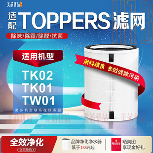 适用TOPPERS博信投资空气净化器TK02 TK01滤芯无叶风扇TWO1过滤网