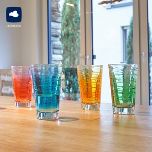 德国Leonardo|Vario系列进口水晶玻璃水杯色彩旋涡彩色冷饮杯家用