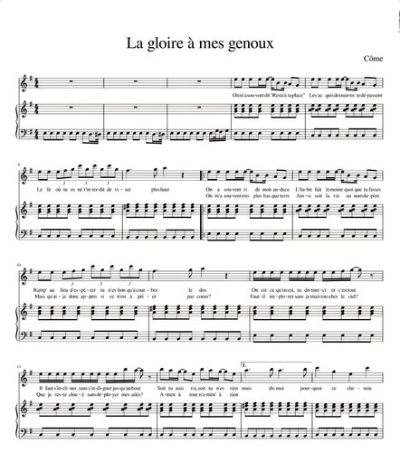 la gloire à mes genoux 荣耀向我俯首-钢琴演奏版附歌词-电子谱