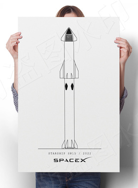 复古怀旧埃隆马斯克海报星舰宇宙飞船壁画装饰画spacex火箭墙贴画