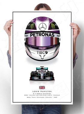 F1汉密尔顿复古头盔海报墙贴