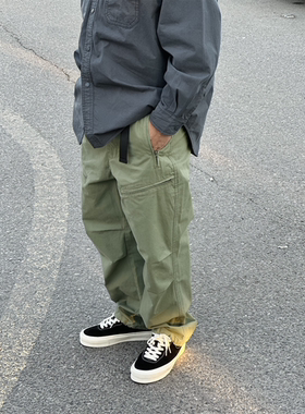  秋冬款 BMS 地球标 重磅洗水 复古 直筒 可调节裤脚长裤工装裤